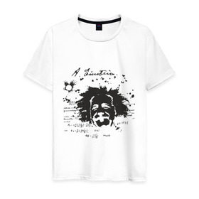 Мужская футболка хлопок с принтом Эйнштейн (2) в Курске, 100% хлопок | прямой крой, круглый вырез горловины, длина до линии бедер, слегка спущенное плечо. | albert einstein. наука | альберт эйнштейн | ученый | эйнштейн