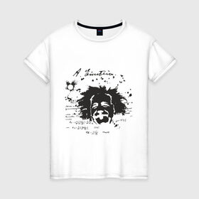 Женская футболка хлопок с принтом Эйнштейн (2) в Курске, 100% хлопок | прямой крой, круглый вырез горловины, длина до линии бедер, слегка спущенное плечо | albert einstein. наука | альберт эйнштейн | ученый | эйнштейн