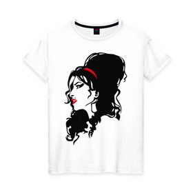 Женская футболка хлопок с принтом Amy Winehouse в Курске, 100% хлопок | прямой крой, круглый вырез горловины, длина до линии бедер, слегка спущенное плечо | живая музыка | импровизация | певица | певица эми уайнхаус.джаз | саксофон