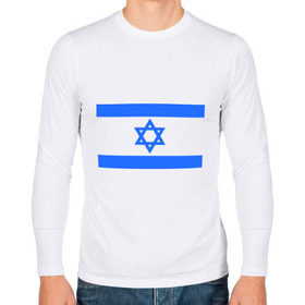 Мужской лонгслив хлопок с принтом Флаг Израиля в Курске, 100% хлопок |  | israel | израиль | флаг