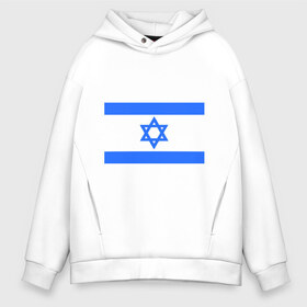 Мужское худи Oversize хлопок с принтом Флаг Израиля в Курске, френч-терри — 70% хлопок, 30% полиэстер. Мягкий теплый начес внутри —100% хлопок | боковые карманы, эластичные манжеты и нижняя кромка, капюшон на магнитной кнопке | Тематика изображения на принте: israel | израиль | флаг