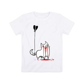 Детская футболка хлопок с принтом Плачущий кот в Курске, 100% хлопок | круглый вырез горловины, полуприлегающий силуэт, длина до линии бедер | кот | плачущий кот