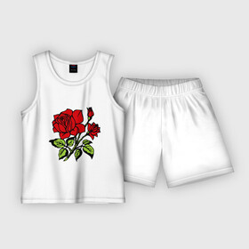 Детская пижама с шортами хлопок с принтом Роза в Курске,  |  | красная роза | роза | розочка | цветок | цветы