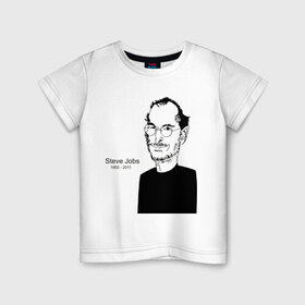 Детская футболка хлопок с принтом Steve Jobs в Курске, 100% хлопок | круглый вырез горловины, полуприлегающий силуэт, длина до линии бедер | apple | mac | steve jobs | мак | стив джоббс | стив джобс | стив джопс | стивен джобс | эпл