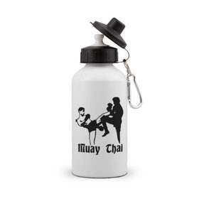 Бутылка спортивная с принтом Muay Thai (2) в Курске, металл | емкость — 500 мл, в комплекте две пластиковые крышки и карабин для крепления | Тематика изображения на принте: муай тай