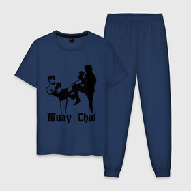 Мужская пижама хлопок с принтом Muay Thai (2) в Курске, 100% хлопок | брюки и футболка прямого кроя, без карманов, на брюках мягкая резинка на поясе и по низу штанин
 | муай тай