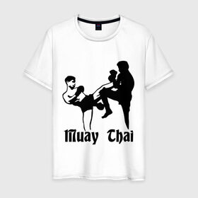 Мужская футболка хлопок с принтом Muay Thai (2) в Курске, 100% хлопок | прямой крой, круглый вырез горловины, длина до линии бедер, слегка спущенное плечо. | муай тай