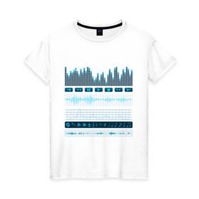 Женская футболка хлопок с принтом Атрибуты звукоинженера (4) в Курске, 100% хлопок | прямой крой, круглый вырез горловины, длина до линии бедер, слегка спущенное плечо | эквалайзер
