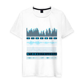 Мужская футболка хлопок с принтом Атрибуты звукоинженера (4) в Курске, 100% хлопок | прямой крой, круглый вырез горловины, длина до линии бедер, слегка спущенное плечо. | Тематика изображения на принте: эквалайзер
