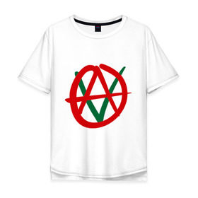 Мужская футболка хлопок Oversize с принтом Anarho-vegan в Курске, 100% хлопок | свободный крой, круглый ворот, “спинка” длиннее передней части | анархия | веган | вегетарианец