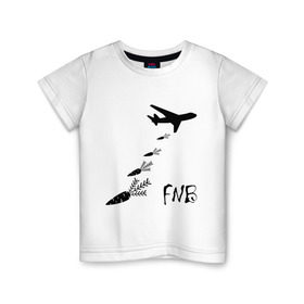Детская футболка хлопок с принтом Еда вместо бомб в Курске, 100% хлопок | круглый вырез горловины, полуприлегающий силуэт, длина до линии бедер | Тематика изображения на принте: бомбы | еда | морковки | самолет