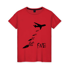 Женская футболка хлопок с принтом Еда вместо бомб в Курске, 100% хлопок | прямой крой, круглый вырез горловины, длина до линии бедер, слегка спущенное плечо | бомбы | еда | морковки | самолет