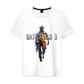Мужская футболка хлопок с принтом Battlefield 3 в Курске, 100% хлопок | прямой крой, круглый вырез горловины, длина до линии бедер, слегка спущенное плечо. | Тематика изображения на принте: battlefield | компьютерные игры