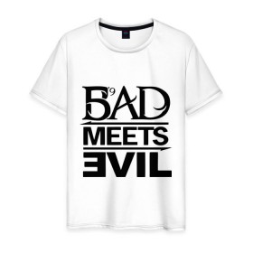Мужская футболка хлопок с принтом Bad Meets Evil в Курске, 100% хлопок | прямой крой, круглый вырез горловины, длина до линии бедер, слегка спущенное плечо. | hip hop | rap | rap stars | реп | репчик | рэп | рэп звезда | рэпчик | рэпчина | хип хоп