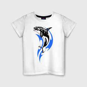 Детская футболка хлопок с принтом Косатка в Курске, 100% хлопок | круглый вырез горловины, полуприлегающий силуэт, длина до линии бедер | shark | акула | рыба