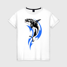 Женская футболка хлопок с принтом Косатка в Курске, 100% хлопок | прямой крой, круглый вырез горловины, длина до линии бедер, слегка спущенное плечо | shark | акула | рыба
