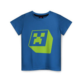 Детская футболка хлопок с принтом Minecraft creeper green в Курске, 100% хлопок | круглый вырез горловины, полуприлегающий силуэт, длина до линии бедер | крипер