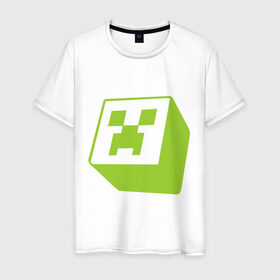 Мужская футболка хлопок с принтом Minecraft creeper green в Курске, 100% хлопок | прямой крой, круглый вырез горловины, длина до линии бедер, слегка спущенное плечо. | крипер