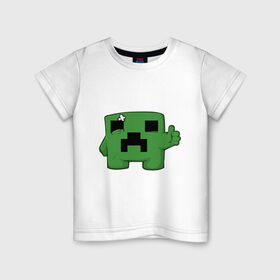 Детская футболка хлопок с принтом Minecraft green в Курске, 100% хлопок | круглый вырез горловины, полуприлегающий силуэт, длина до линии бедер | Тематика изображения на принте: крипер