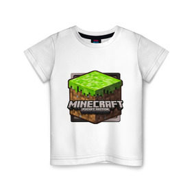 Детская футболка хлопок с принтом Minecraft logo в Курске, 100% хлопок | круглый вырез горловины, полуприлегающий силуэт, длина до линии бедер | Тематика изображения на принте: creeper | mine craft | minecraft | майнкрафт | шахта
