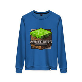 Женский свитшот хлопок с принтом Minecraft logo в Курске, 100% хлопок | прямой крой, круглый вырез, на манжетах и по низу широкая трикотажная резинка  | creeper | mine craft | minecraft | майнкрафт | шахта