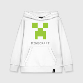 Детская толстовка хлопок с принтом Minecraft logo grey в Курске, 100% хлопок | Круглый горловой вырез, эластичные манжеты, пояс, капюшен | крипер
