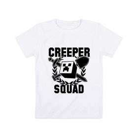 Детская футболка хлопок с принтом Minecraft Squad в Курске, 100% хлопок | круглый вырез горловины, полуприлегающий силуэт, длина до линии бедер | крипер