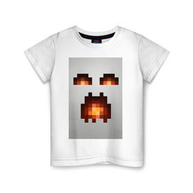 Детская футболка хлопок с принтом Minecraft white в Курске, 100% хлопок | круглый вырез горловины, полуприлегающий силуэт, длина до линии бедер | Тематика изображения на принте: крипер