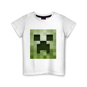 Детская футболка хлопок с принтом Мinecraft creeper в Курске, 100% хлопок | круглый вырез горловины, полуприлегающий силуэт, длина до линии бедер | крипер