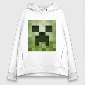 Женское худи Oversize хлопок с принтом Мinecraft creeper в Курске, френч-терри — 70% хлопок, 30% полиэстер. Мягкий теплый начес внутри —100% хлопок | боковые карманы, эластичные манжеты и нижняя кромка, капюшон на магнитной кнопке | крипер