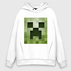 Мужское худи Oversize хлопок с принтом Мinecraft creeper в Курске, френч-терри — 70% хлопок, 30% полиэстер. Мягкий теплый начес внутри —100% хлопок | боковые карманы, эластичные манжеты и нижняя кромка, капюшон на магнитной кнопке | крипер