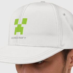Кепка снепбек с прямым козырьком с принтом Minecraft logo grey (3) в Курске, хлопок 100% |  | крипер