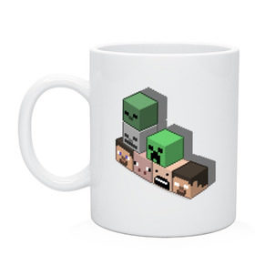 Кружка с принтом Minecraft cube (5) в Курске, керамика | объем — 330 мл, диаметр — 80 мм. Принт наносится на бока кружки, можно сделать два разных изображения | крипер
