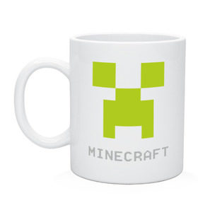 Кружка с принтом Minecraft logo grey (5) в Курске, керамика | объем — 330 мл, диаметр — 80 мм. Принт наносится на бока кружки, можно сделать два разных изображения | крипер