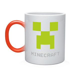 Кружка хамелеон с принтом Minecraft logo grey (5) в Курске, керамика | меняет цвет при нагревании, емкость 330 мл | крипер