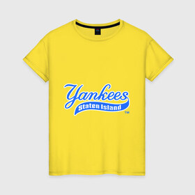 Женская футболка хлопок с принтом NY Yankees в Курске, 100% хлопок | прямой крой, круглый вырез горловины, длина до линии бедер, слегка спущенное плечо | 