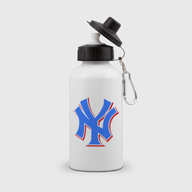 Бутылка спортивная с принтом NY Yankees blue в Курске, металл | емкость — 500 мл, в комплекте две пластиковые крышки и карабин для крепления | baseball | major league basebal | mlb | ny | staten island | yankees | америка | бейсбол | бита | главная лига бейсбола | нью йорк янкиз | статен айленд | сша | янки