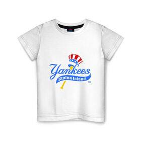 Детская футболка хлопок с принтом NY Yankees byta в Курске, 100% хлопок | круглый вырез горловины, полуприлегающий силуэт, длина до линии бедер | baseball | major league basebal | mlb | ny | staten island | yankees | америка | бейсбол | бита | главная лига бейсбола | нью йорк янкиз | статен айленд | сша | янки