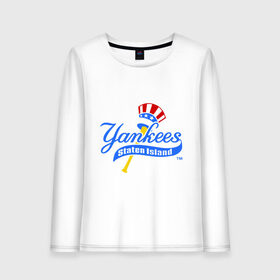 Женский лонгслив хлопок с принтом NY Yankees byta в Курске, 100% хлопок |  | baseball | major league basebal | mlb | ny | staten island | yankees | америка | бейсбол | бита | главная лига бейсбола | нью йорк янкиз | статен айленд | сша | янки