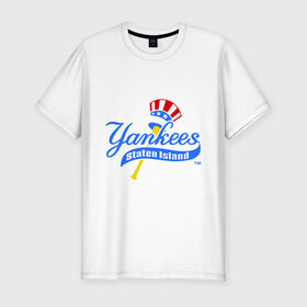 Мужская футболка премиум с принтом NY Yankees byta в Курске, 92% хлопок, 8% лайкра | приталенный силуэт, круглый вырез ворота, длина до линии бедра, короткий рукав | baseball | major league basebal | mlb | ny | staten island | yankees | америка | бейсбол | бита | главная лига бейсбола | нью йорк янкиз | статен айленд | сша | янки