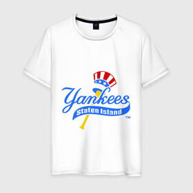 Мужская футболка хлопок с принтом NY Yankees byta в Курске, 100% хлопок | прямой крой, круглый вырез горловины, длина до линии бедер, слегка спущенное плечо. | baseball | major league basebal | mlb | ny | staten island | yankees | америка | бейсбол | бита | главная лига бейсбола | нью йорк янкиз | статен айленд | сша | янки