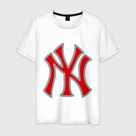 Мужская футболка хлопок с принтом NY Yankees red в Курске, 100% хлопок | прямой крой, круглый вырез горловины, длина до линии бедер, слегка спущенное плечо. | baseball | major league basebal | mlb | ny | staten island | yankees | америка | бейсбол | бита | главная лига бейсбола | нью йорк янкиз | статен айленд | сша | янки