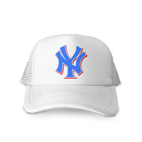 Кепка тракер с сеткой с принтом NY Yankees blue (3) в Курске, трикотажное полотно; задняя часть — сетка | длинный козырек, универсальный размер, пластиковая застежка | baseball | major league basebal | new era | ny | yankees | америка | бейсбол | бита | главная лига бейсбола | нью йорк янкиз | статен айленд | сша | янки
