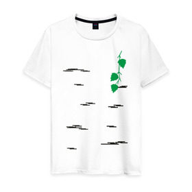 Мужская футболка хлопок с принтом Березка в Курске, 100% хлопок | прямой крой, круглый вырез горловины, длина до линии бедер, слегка спущенное плечо. | береза | березка | дерево | полоски