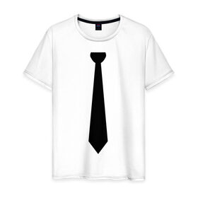 Мужская футболка хлопок с принтом Галстук в Курске, 100% хлопок | прямой крой, круглый вырез горловины, длина до линии бедер, слегка спущенное плечо. | галстук | костюм