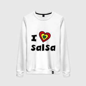 Женский свитшот хлопок с принтом Я люблю сальсу в Курске, 100% хлопок | прямой крой, круглый вырез, на манжетах и по низу широкая трикотажная резинка  | bachata | i love | i love salsa | lambada | latina | salsa | бачата | ламбада | латина | латиноамериканская музыка | латиноамериканские танцы | сальса | танго | танец | танцы | ча ча ча | я люблю | я люблю сальсу