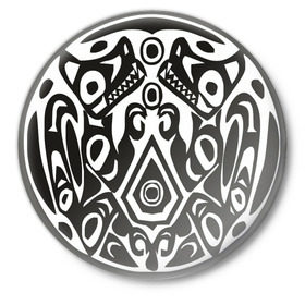 Значок с принтом Twilignt Quileute (2) в Курске,  металл | круглая форма, металлическая застежка в виде булавки | Тематика изображения на принте: вампиры | племя кливетов | сумерки