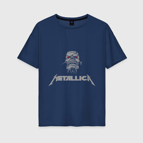 Женская футболка хлопок Oversize с принтом Metallica scool в Курске, 100% хлопок | свободный крой, круглый ворот, спущенный рукав, длина до линии бедер
 | металлика