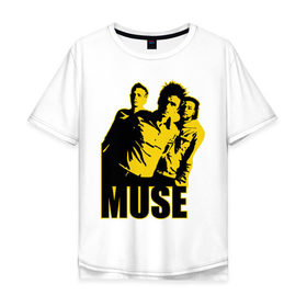 Мужская футболка хлопок Oversize с принтом Muse yellow в Курске, 100% хлопок | свободный крой, круглый ворот, “спинка” длиннее передней части | Тематика изображения на принте: 