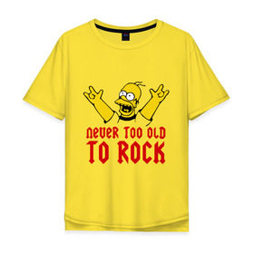 Мужская футболка хлопок Oversize с принтом Simpson Rock в Курске, 100% хлопок | свободный крой, круглый ворот, “спинка” длиннее передней части | гомер